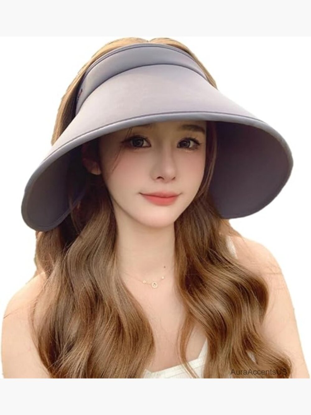 Women's UPF Sun Visor Hat Wide Brim Foldable Adjustable Ponytail Beach Travel